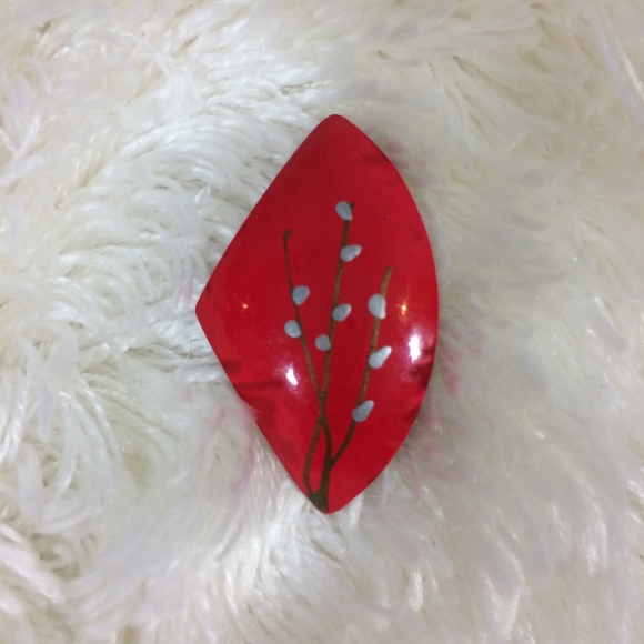 Vintage Willow Earrings Glossy Retro Painted - Picture 5 of 5